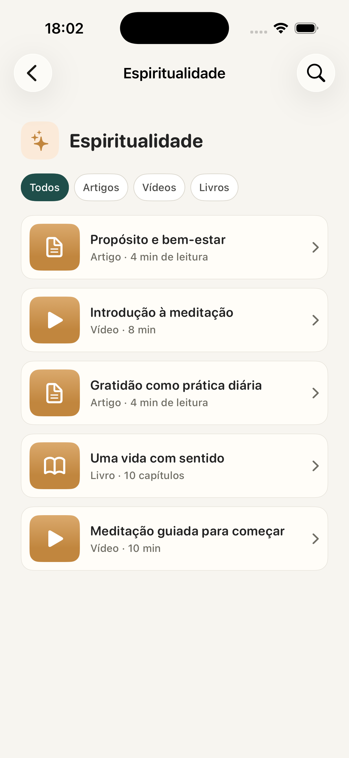 Tela de conteudo educacional do app FitCare